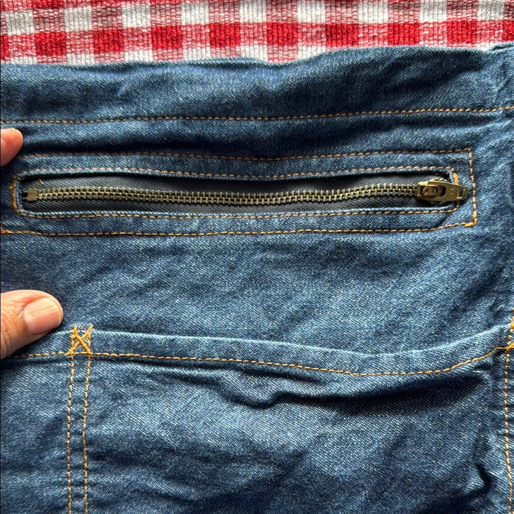 Denim Waist Apron with Brown Strap - Picture 2 of 7